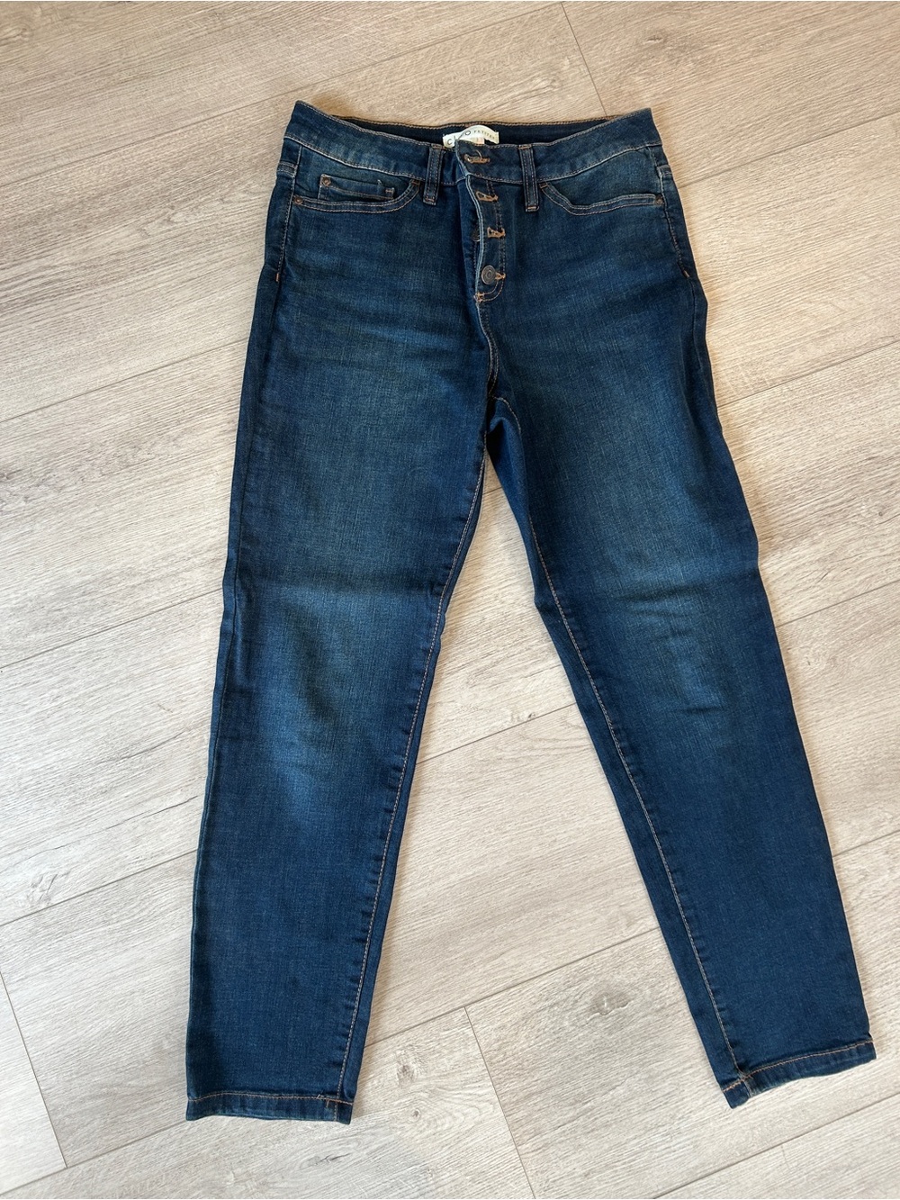 CLEO Women's Dark Blue High-Rise Button-Fly Jeans
